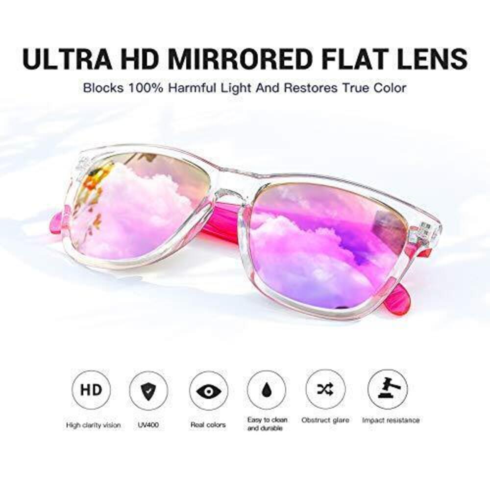 SUNGLASSES WOMENS,CLASSIC SQUARE FRAME UV400 MIRRORED LENS, PINK SUNGLASSES FIT